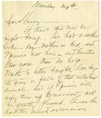 Letter from Bess W. Truman to Harry S. Truman