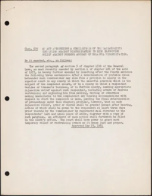 Chapter amendments of the General Laws - Chapters 128 and 570