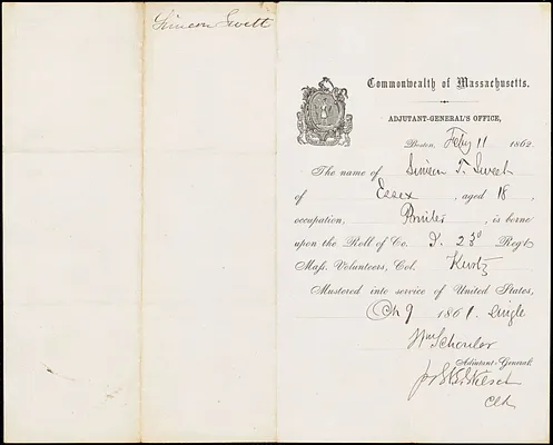 Civil War enlistment paper