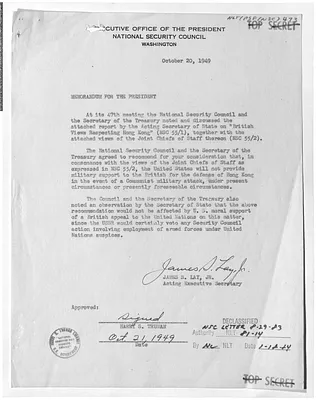 National Security Council Report 55/2, Report to the National Security Council by the Secretary of Defense on British Views Respecting Hong Kong