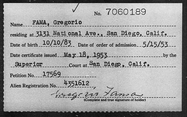 Fama, Gregorio - 1953