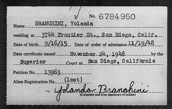 Branchini, Yolanda - 1948