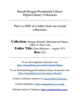Press Releases - August 1971