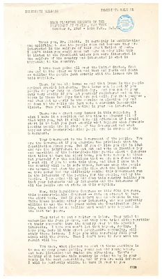 Press Release, Speech of President Harry S. Truman, Oneida, New York