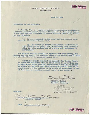 Memorandum from Sidney Souers to President Harry S. Truman