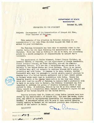 Memorandum from Secretary of State Dean Acheson to President Harry S. Truman