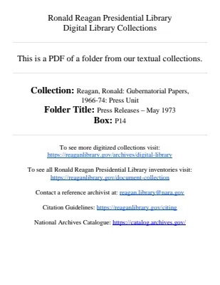 Press Releases - May 1973