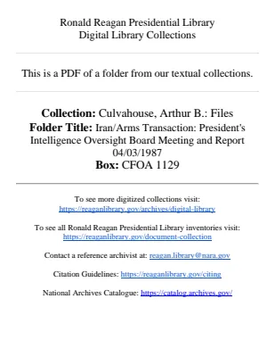 Iran/Arms Transaction: President's Intelligence Oversight Board Meeting and Report 04/03/1987