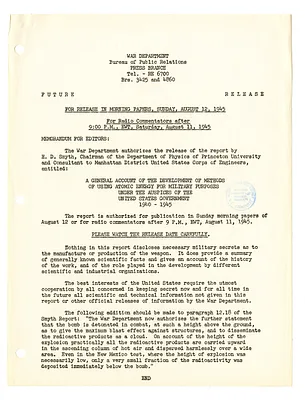 War Department Press Release