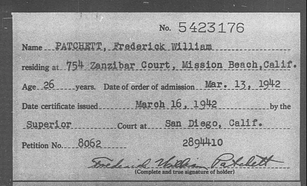 Patchett, Frederick William - 1942