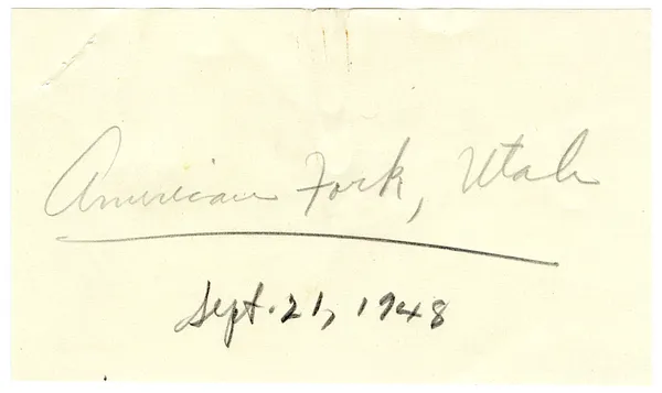Press Release, Speech of President Harry S. Truman, American Fork, Utah