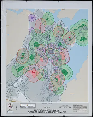 Buffers of schools, parks, places of worship and residential areas