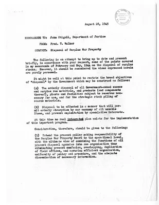 Memorandum from Fred T. Walker to John Stigall