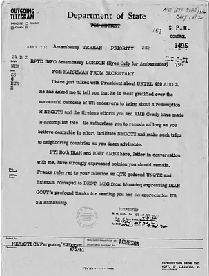 Telegram from Secretary of State Dean Acheson to the United States Embassy in Iran and Great Britain