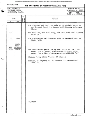 President Gerald R. Ford's Daily Diary, November 30, 1975