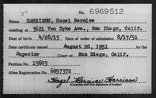 Harrison, Hazel Bernice - 1951