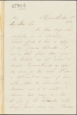 Letter from Anne Maria Whiting, Plymouth, to William Lloyd Garrison, [1864] Dec[ember] 10th