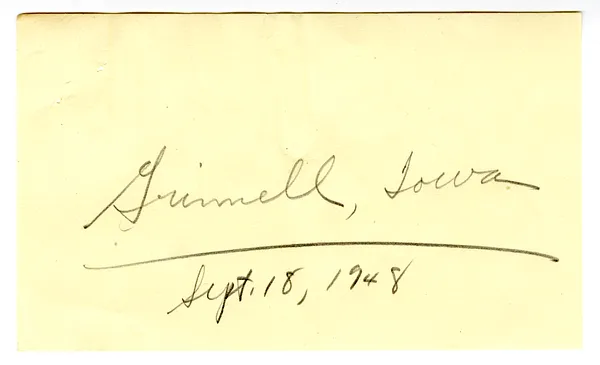 Press Release, Speech of President Harry S. Truman, Grinnell, Iowa