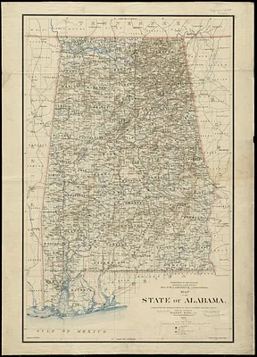 Map of the state of Alabama
