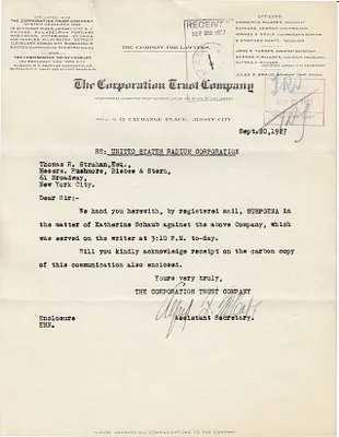Letters Received to Thomas R. Strahan, September 20, 1927