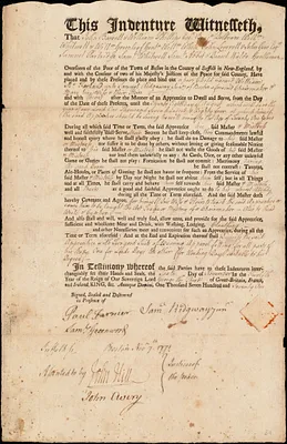 William McFarland indentured to apprentice with Samuel Ridgway [Ridgaway], Jr. of Boston, 6 November 1771