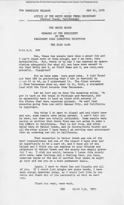 Remarks of the President at the President Ford Committee Reception, the Elks Club [Ford Speech or Statement]