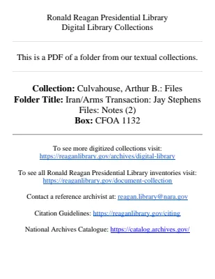 Iran/Arms Transaction: Jay Stephens Files: Notes (2)