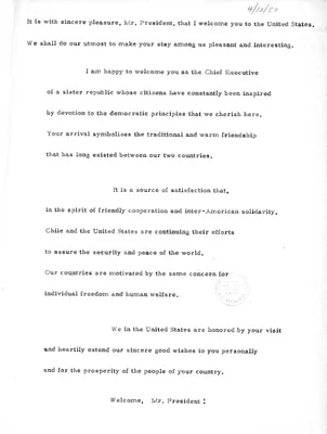 Remarks of President Harry S. Truman to President Gabriel Gonzalez Videla