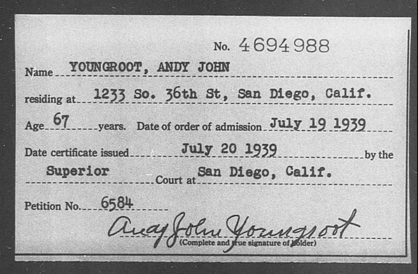 Youngroot, Andy John - 1939