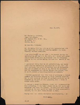 Gardner Jackson typed letter (copy) to George A. Willhauk, [Boston, Mass.], December 22, 1927