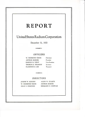 Report, December 31, 1925