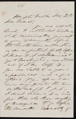 F. B. Sanborn autograph letter signed to Thomas Wentworth Higginson, Hampton Falls [N.H.], 25 December [1859]