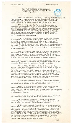 Press Release, Speech of President Harry S. Truman, Amsterdam, New York