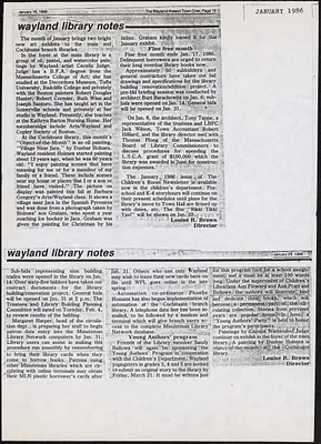Wayland Library scrapbooks, volume 5, 1986-1988