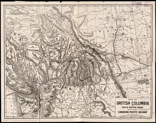 Map of British Columbia and part of western Canada, showing the lines and lands of the Canadian Pacific Railway