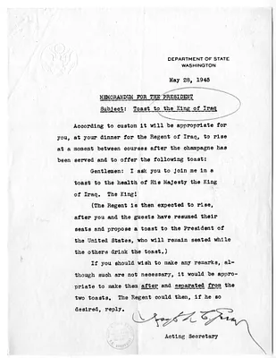 Memorandum from Joseph Grew to President Harry S. Truman, with Related Material