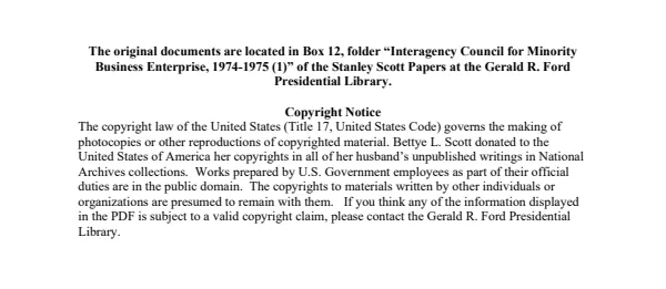 Interagency Council for Minority Business Enterprise, 1974-1975 (1)