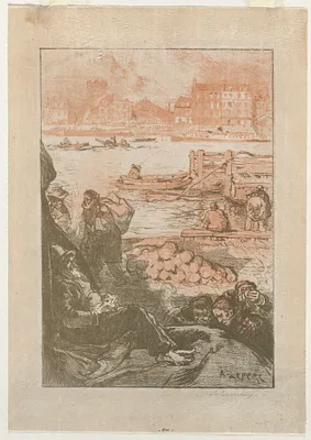 [Peasants by a Dock, Paris]