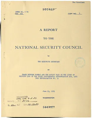 Annex Number 2 to National Security Council Report 111, Report to the National Security Council by the Executive Secretary on Trade Between Norway and the Soviet Bloc in the Light of Section 1302 of the Third Supplemental Appropriation Act, 1951 (NSC Determination Number 3)