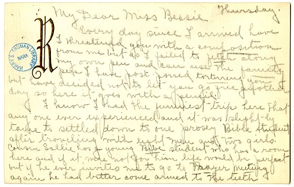 Letter from Nellie Rugg to Bess Wallace