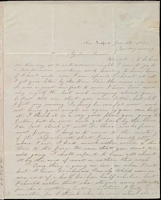 Incomplete letter from Debora Weston, New Bedford, [Mass.], to Anne Warren Weston, Jan. 22, 1836, Sunday evening [through Jan. 25, 1836]